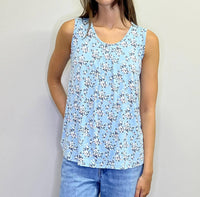Papillon - Floral Rubber Print Stretch Pleated Top