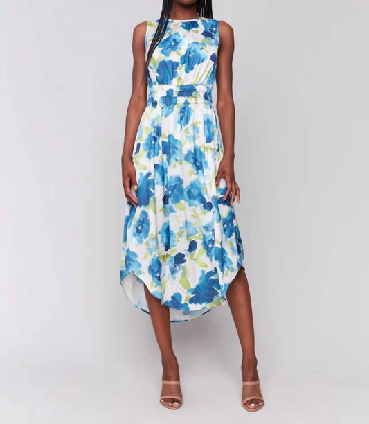 Charlie B - Printed Sleeveless Flowy Satin Dress