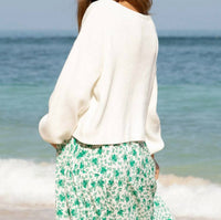 Angel Maternity Maternity Cropped Sweater - Plus in white - women's sweater - detail view