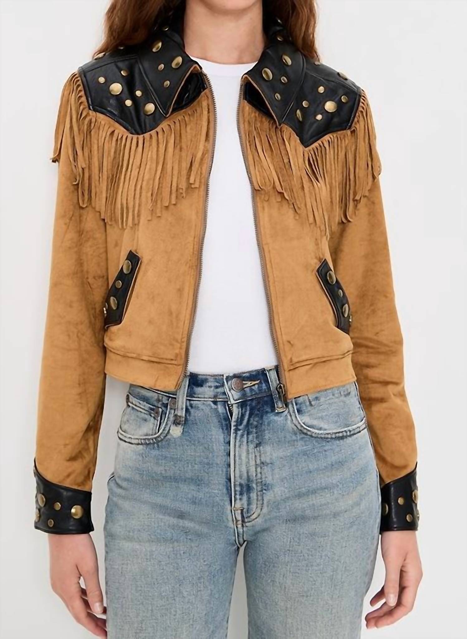 Show Me Your Mumu Wilson Faux Suede Jacket in sepia - women's jacket