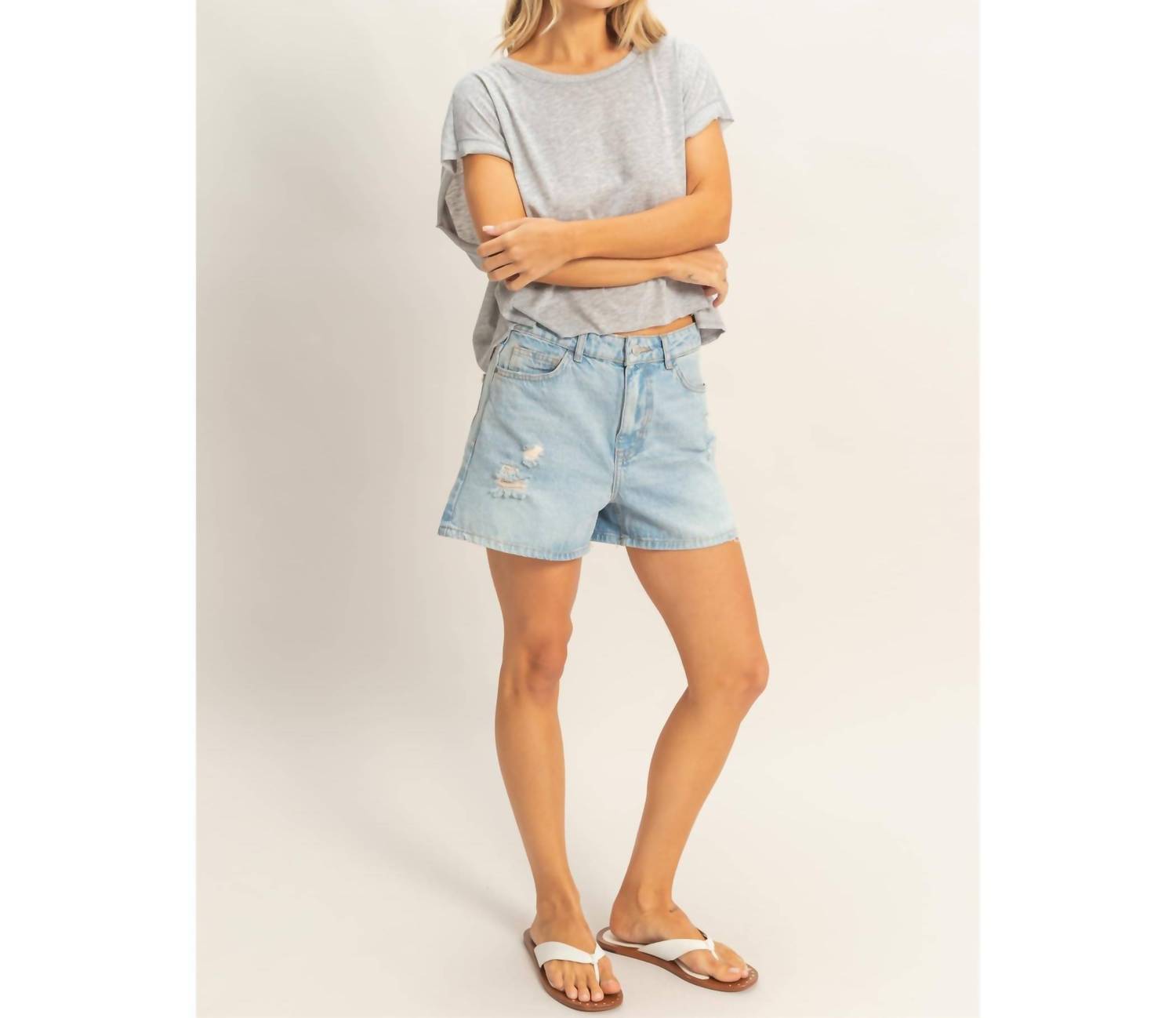 Hyfve - Boxy Crew Neck Cutout Back Top