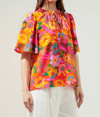 Sugarlips - Idalia Ruffle Split Neck Blouse