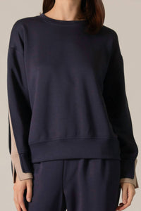P.CILL Josie Double-layered Sleeve Top in navy - women's long sleeve top