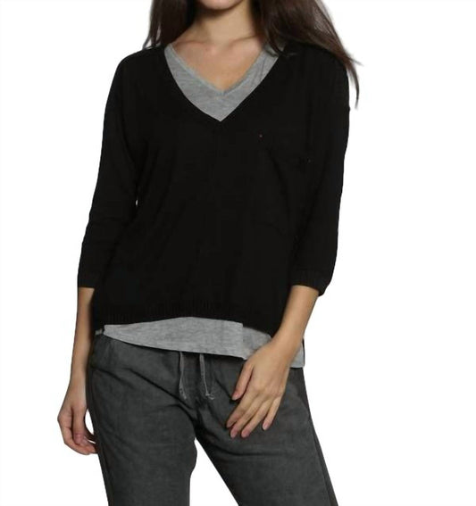 Rib Back V Neck Pullover