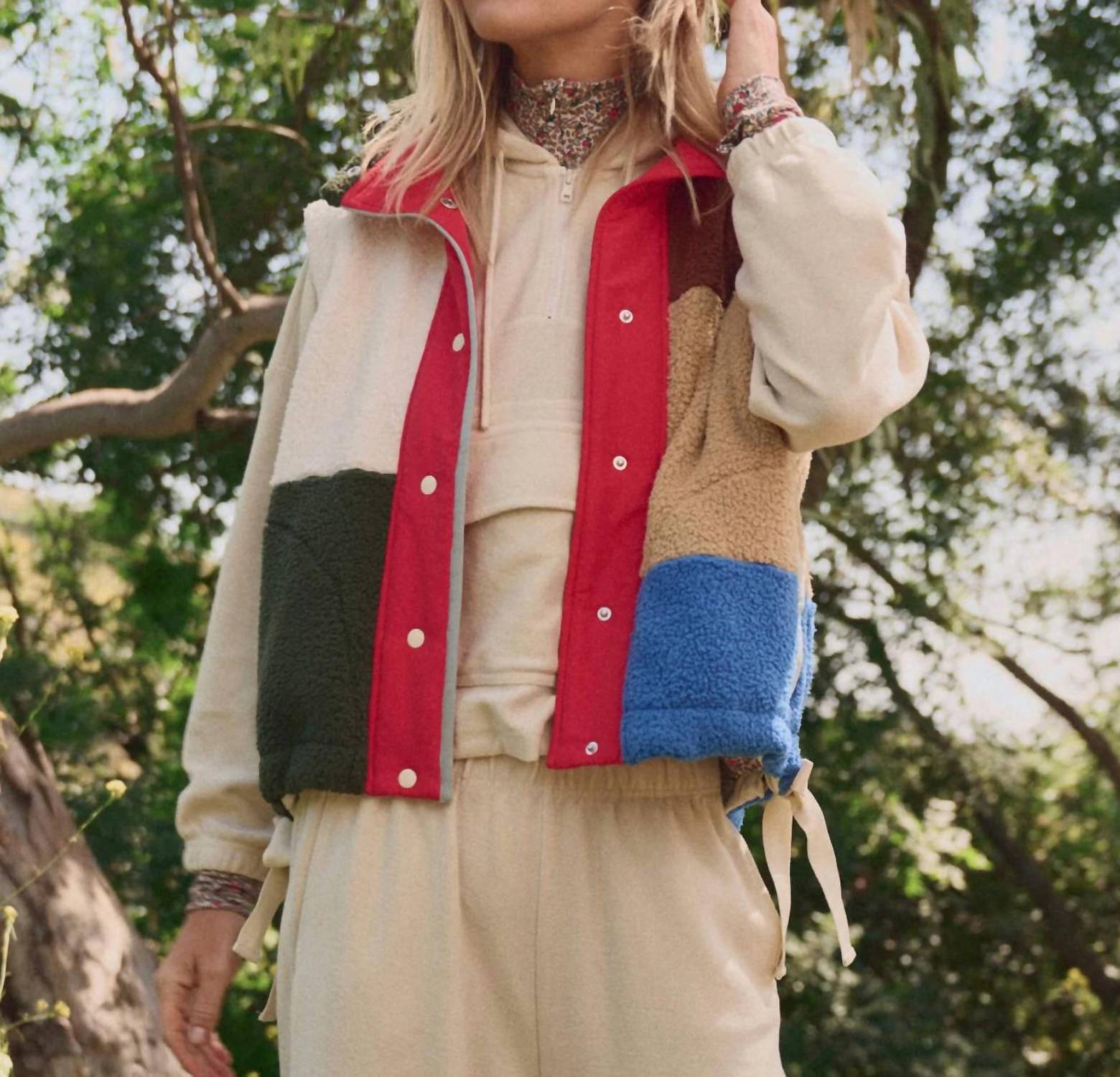 The Great. - Plush Color Block Sierra Vest