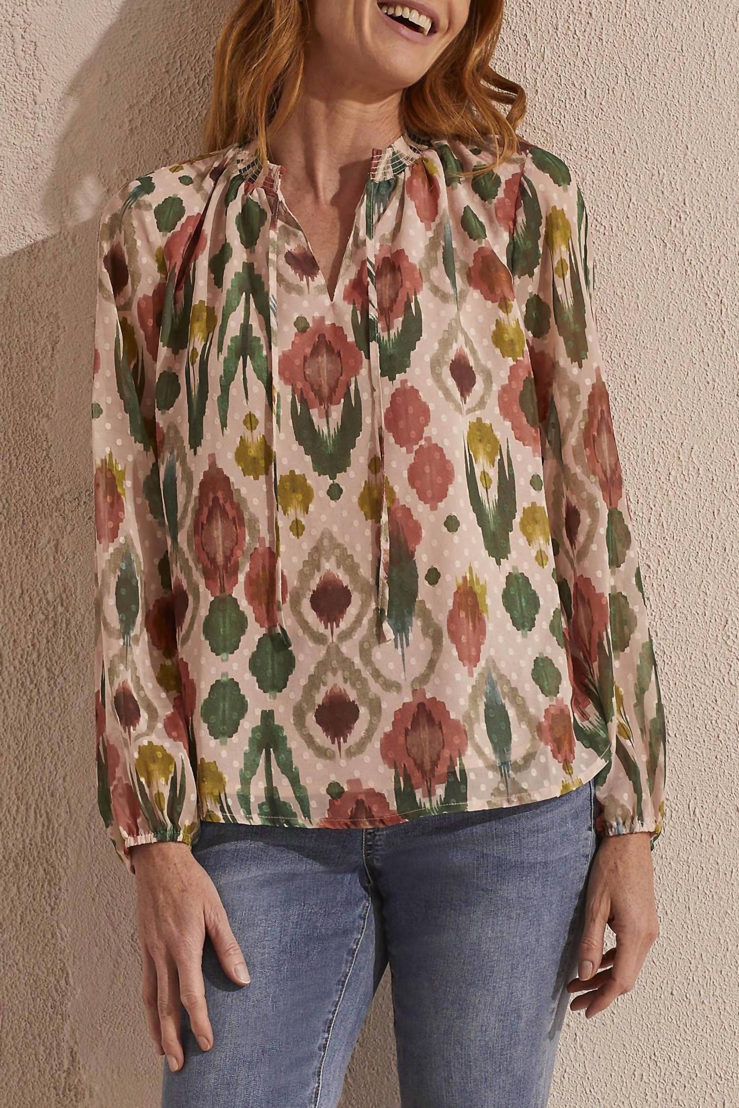 Tribal - Flowy Swiss Dot Chiffon Blouse