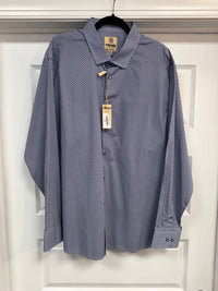 F/X Fusion Men's Long Sleeve Stacked Square Print Shirt in blue grey - men's long sleeve top