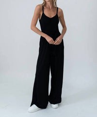SIX/FIFTY Shannon Side Tie Jumpsuit in black - women's pants