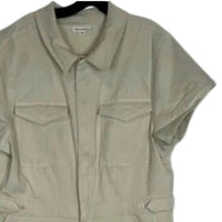 GOOD AMERICAN Women’s Short-sleeve Flared Jumpsuit in tan - women's pants - detail view