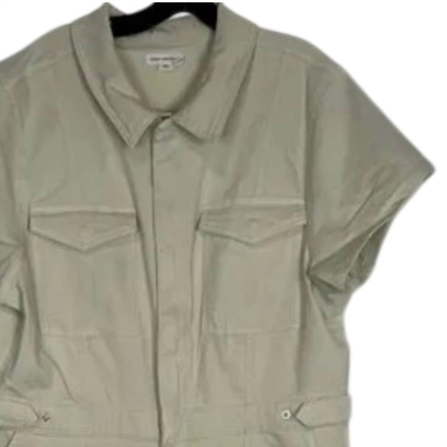 GOOD AMERICAN Women’s Short-sleeve Flared Jumpsuit in tan - women's pants - detail view