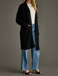 Panache Apparel Dale Knit Cardigan in black - women's cardigan - alternate view