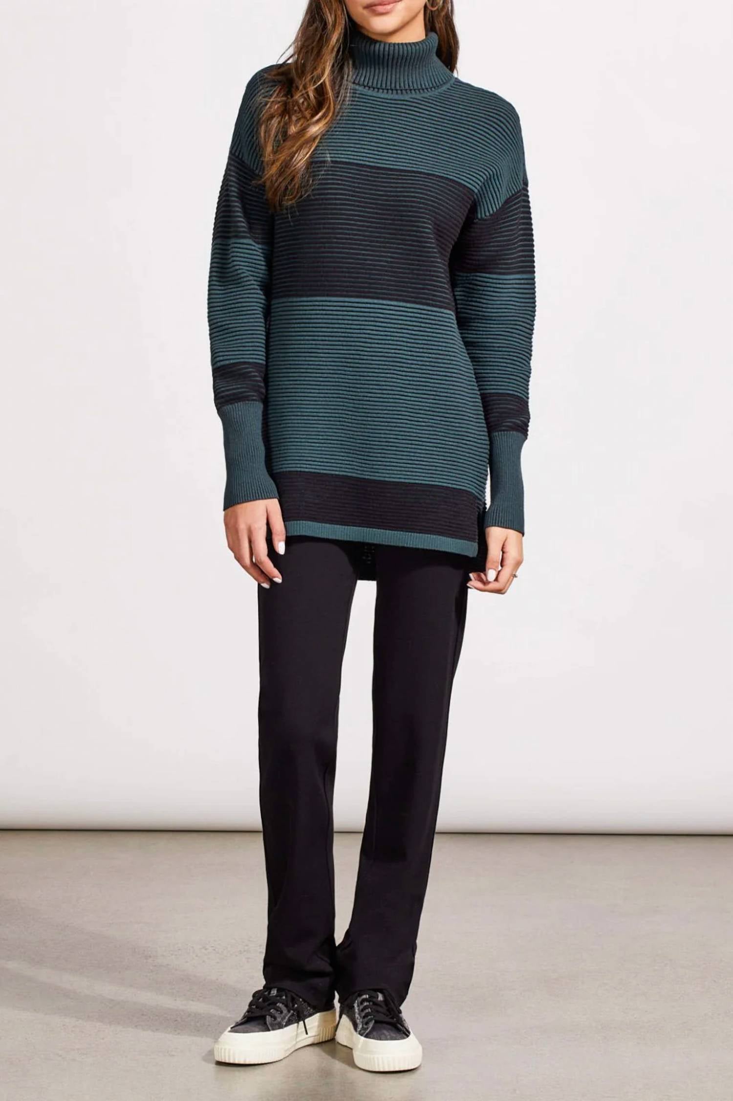 Tribal - Two Tone Ottoman Turtleneck Sweater