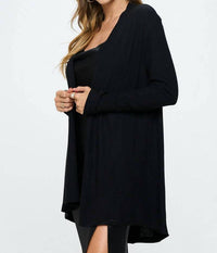 Renee C Brushed Knit Draped Cardigan With Cashmere Feel in black - women's cardigan - detail view