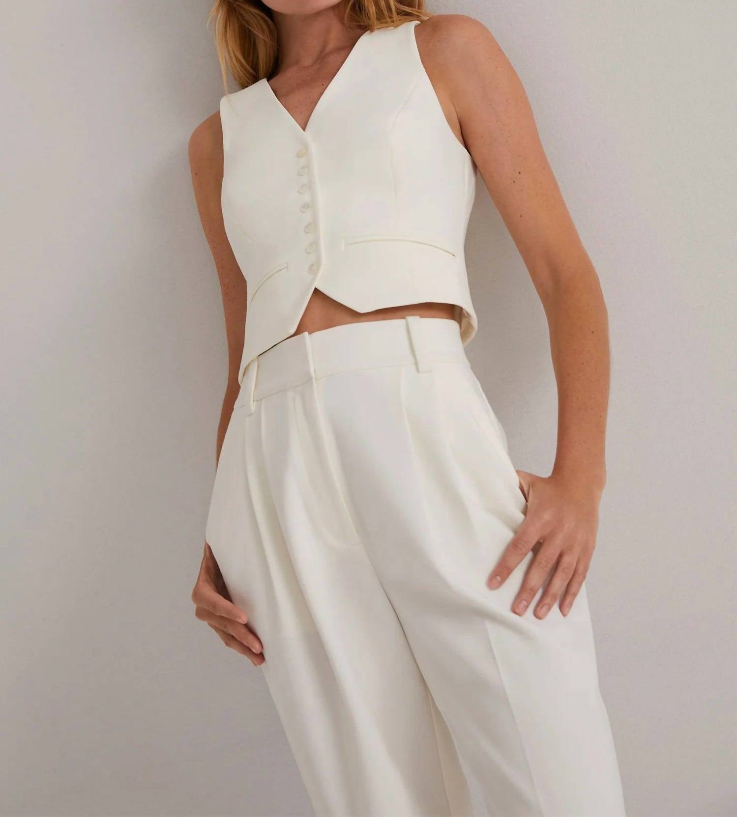 Favorite Daughter Favorite Slim Fit Vest in ivory - women's jacket