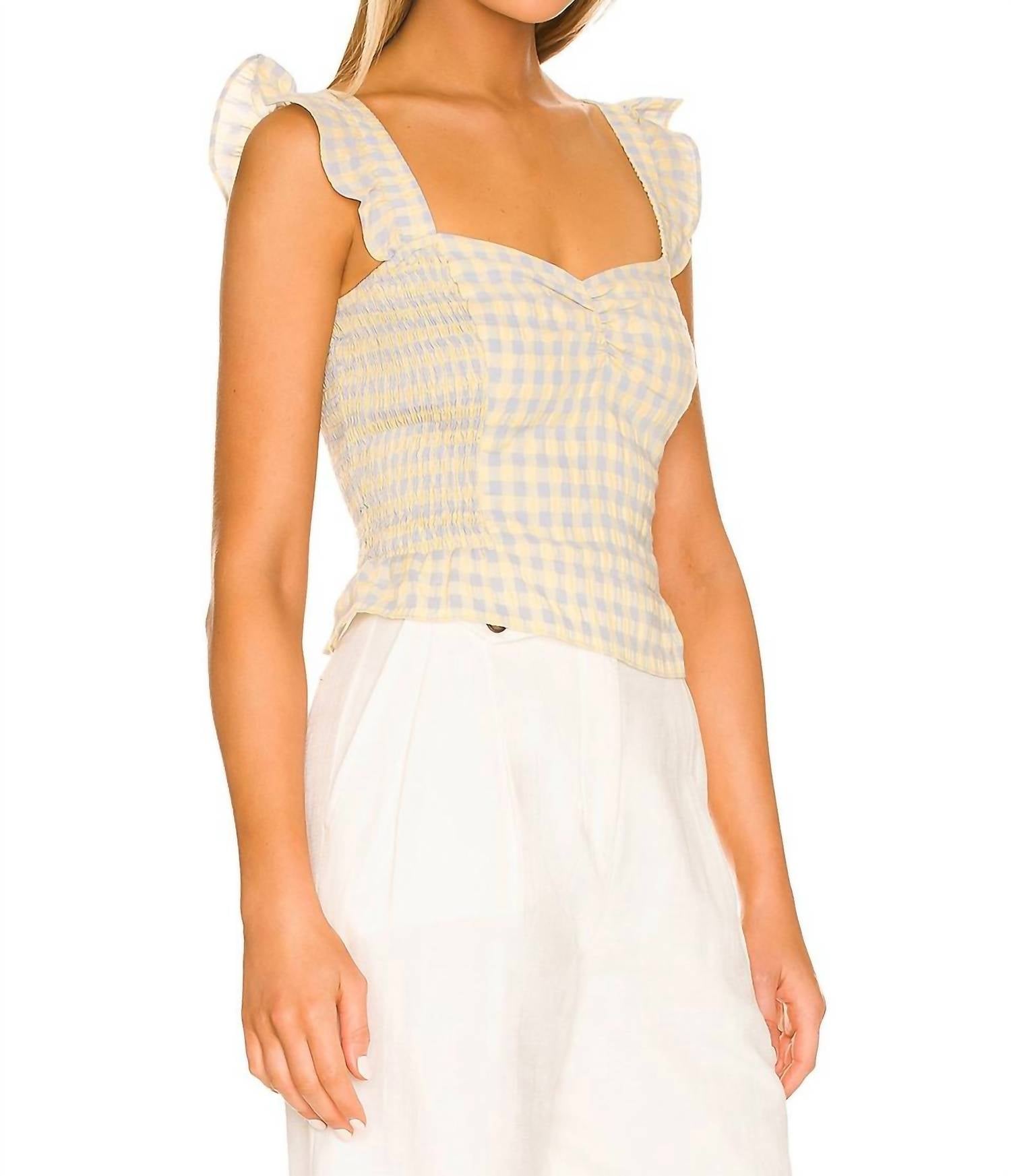 heartloom Jacey Smocked Top in maize - women's shirt - detail view