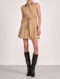 ELAN Faux Suede Halter Mini Dress in sand - women's dress - view 4