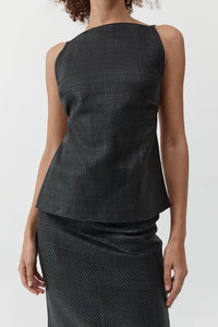 St. Agni - Woven Leather Square Neck Top