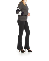 Papillon - Knit Sweater With Striped Sleeve Detail