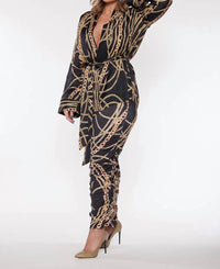 Circular Path - Open Front With Detachable Waist Tie Kimono