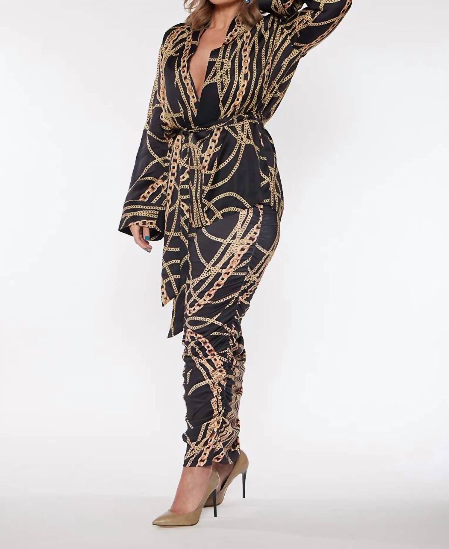 Circular Path - Open Front With Detachable Waist Tie Kimono