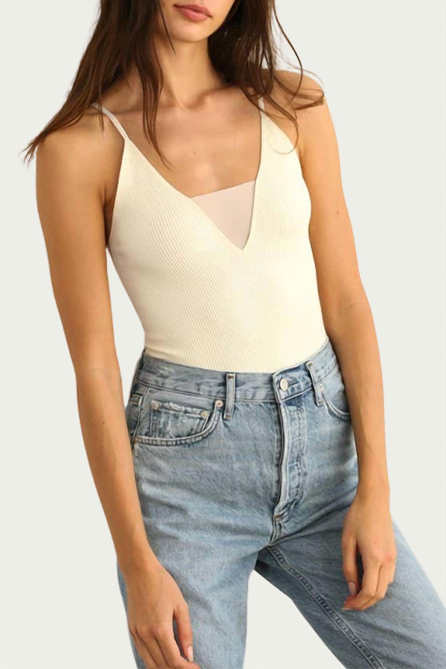 SHEER-PANELED STRETCH-JERSEY TOP