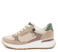 Ara - Women's Side Zip Multi-Color Mixed Material Wedge Sneaker