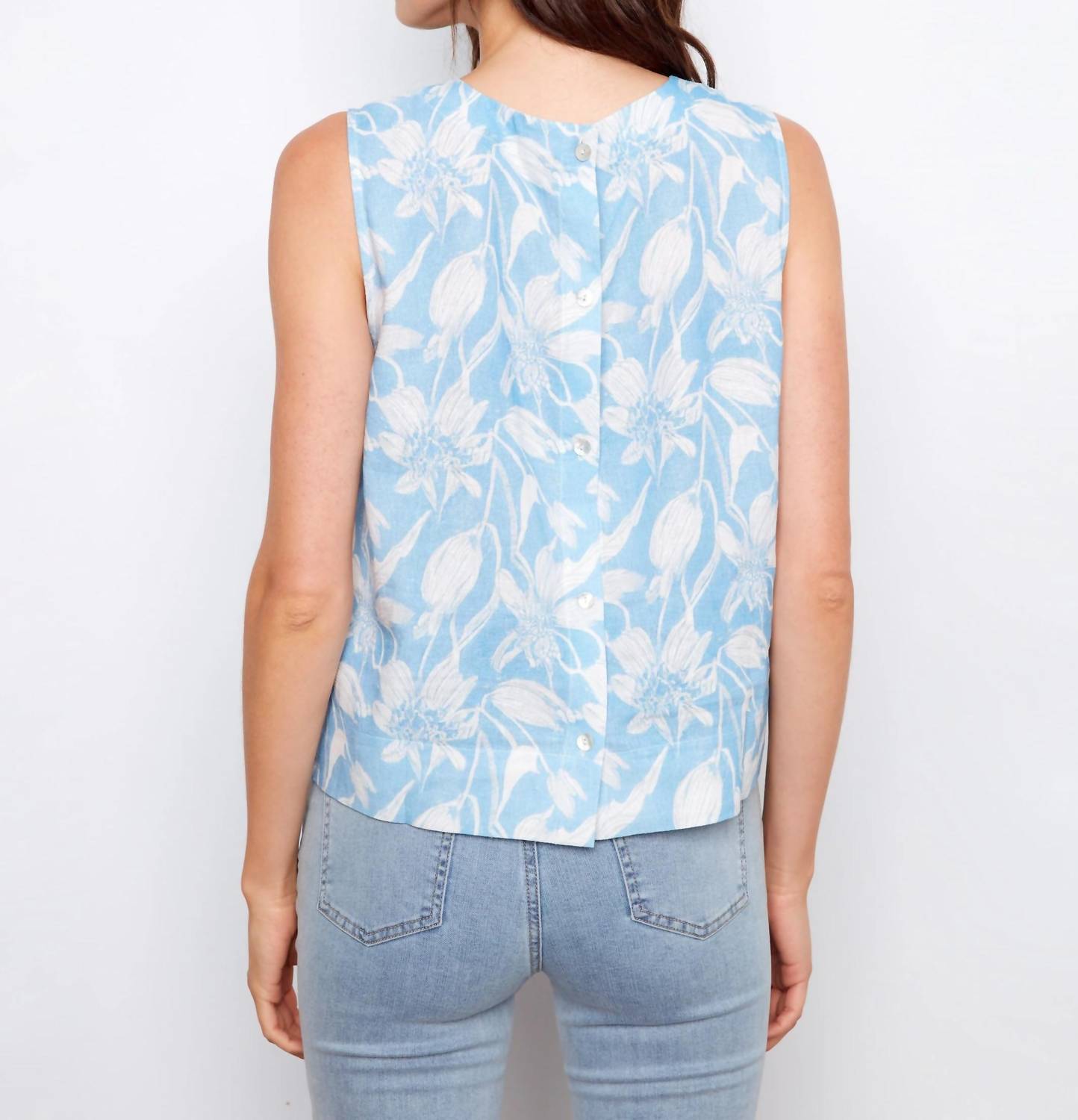 Charlie B - Printed Sleeveless Blouse With Back Detail