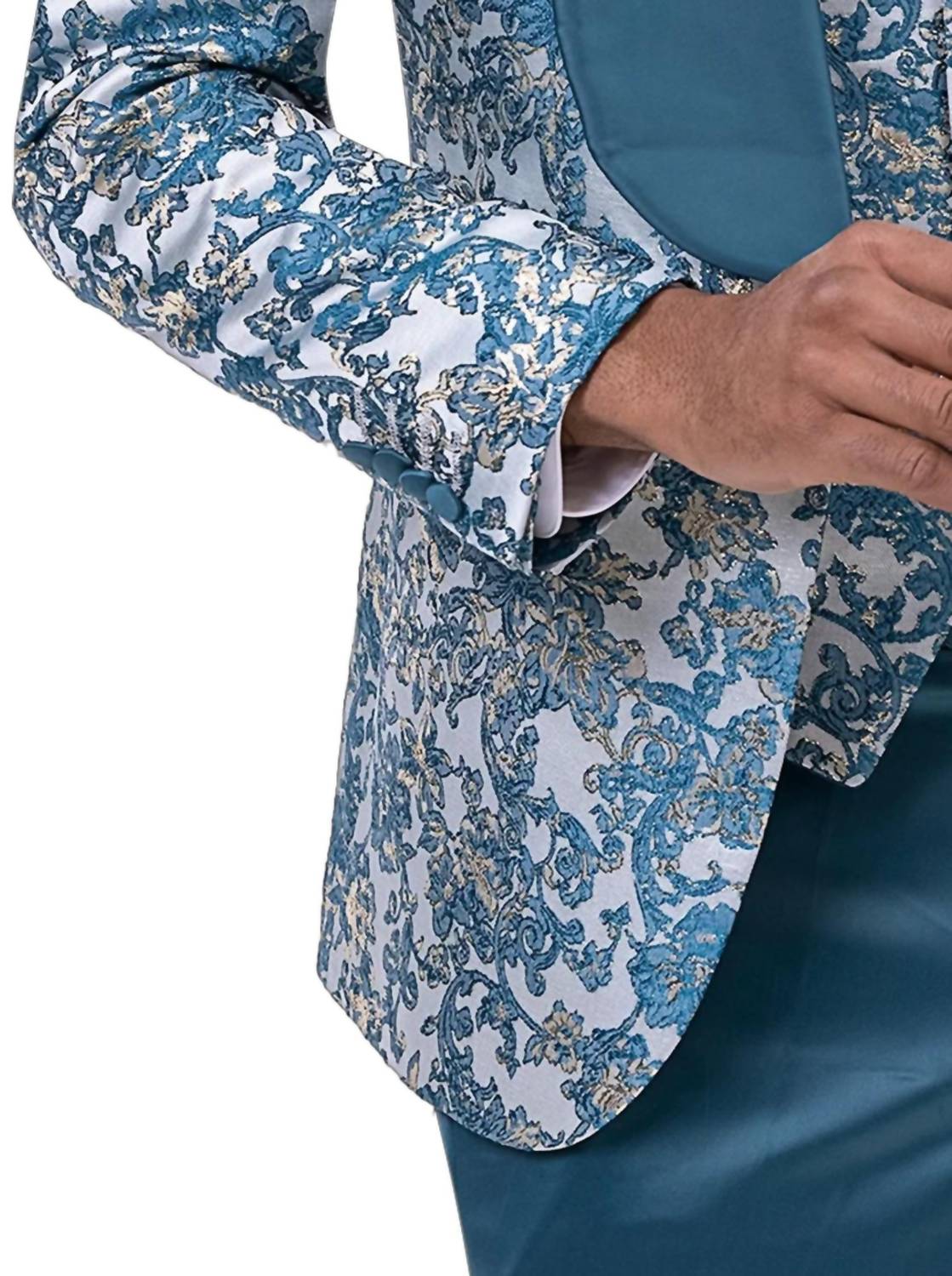 Kent & Park Men's Fashion Suit in teal - men's jacket - alternate view