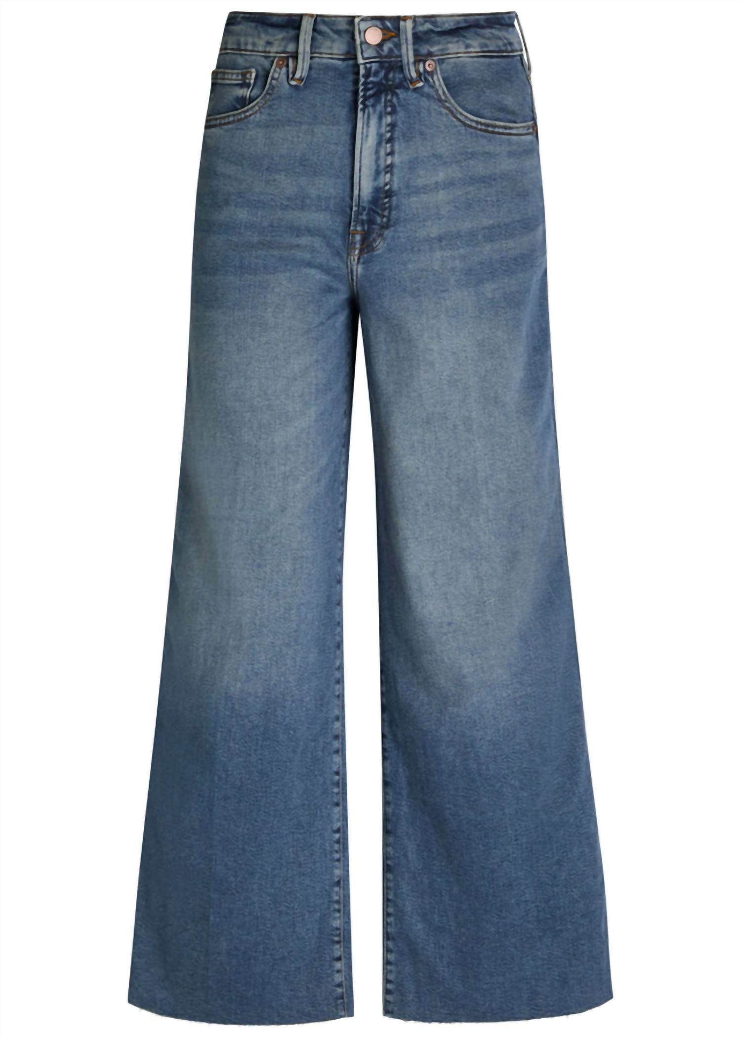 GOOD AMERICAN Good Skate Crop Jeans in indigo1139 - women's jeans - detail view