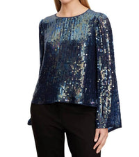 Velvet By Graham & Spencer - Evie Sequin Long Sleeve Wide Neck Blouse