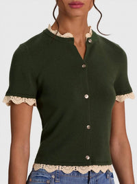 Alice + Olivia - Ciara Lace Trim Cardigan