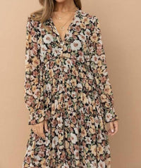 Blue B Floral Print Chiffon Tiered Maxi Dress in black floral - women's dress - view 6