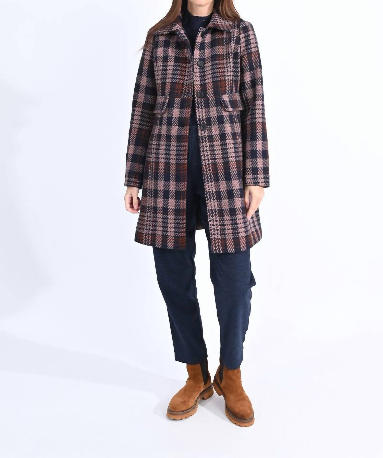 Plaid Pattern Woven Coat