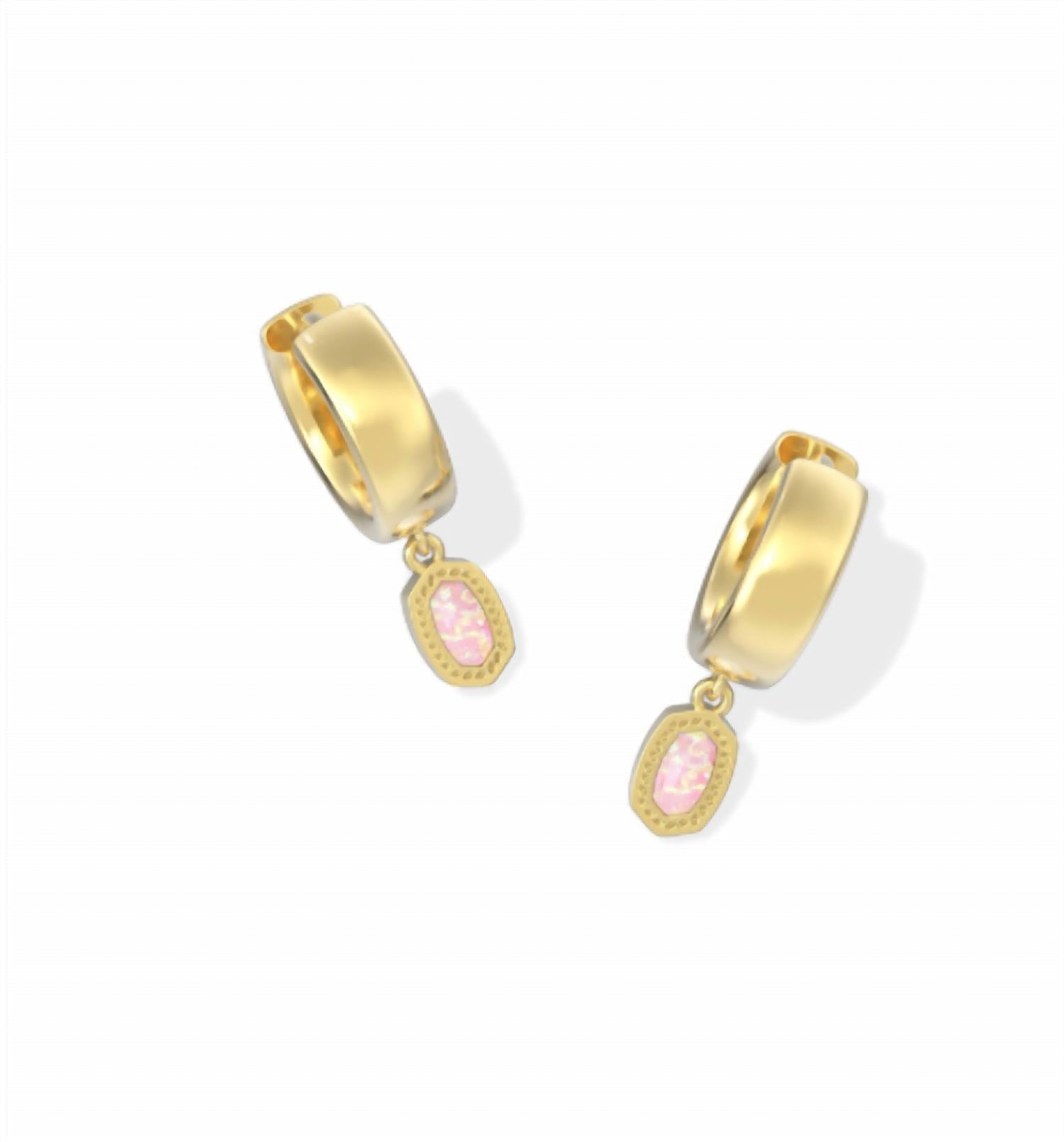 Kendra Scott Women's Mini Ellie Life Biggie Earrings in gold light pink opal - women's jewelry