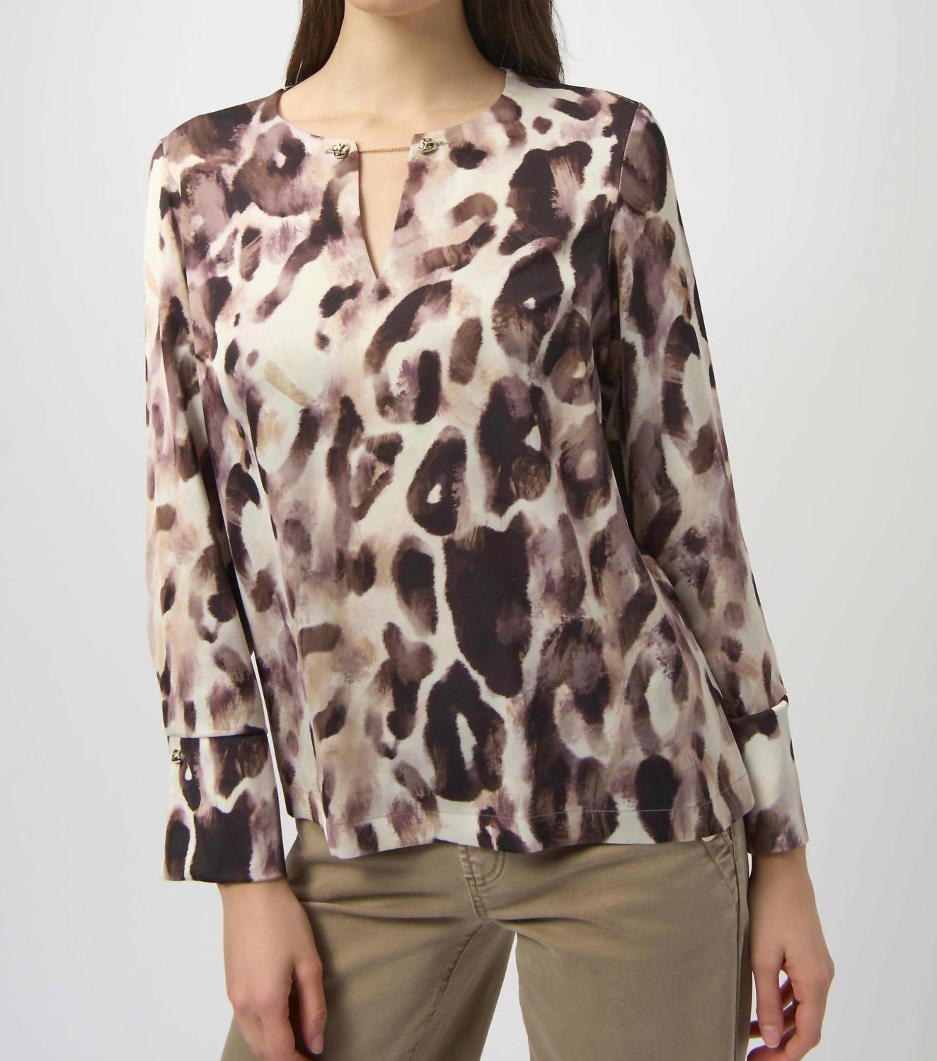 Joseph Ribkoff - Recycled Satin Animal Print Straight Top