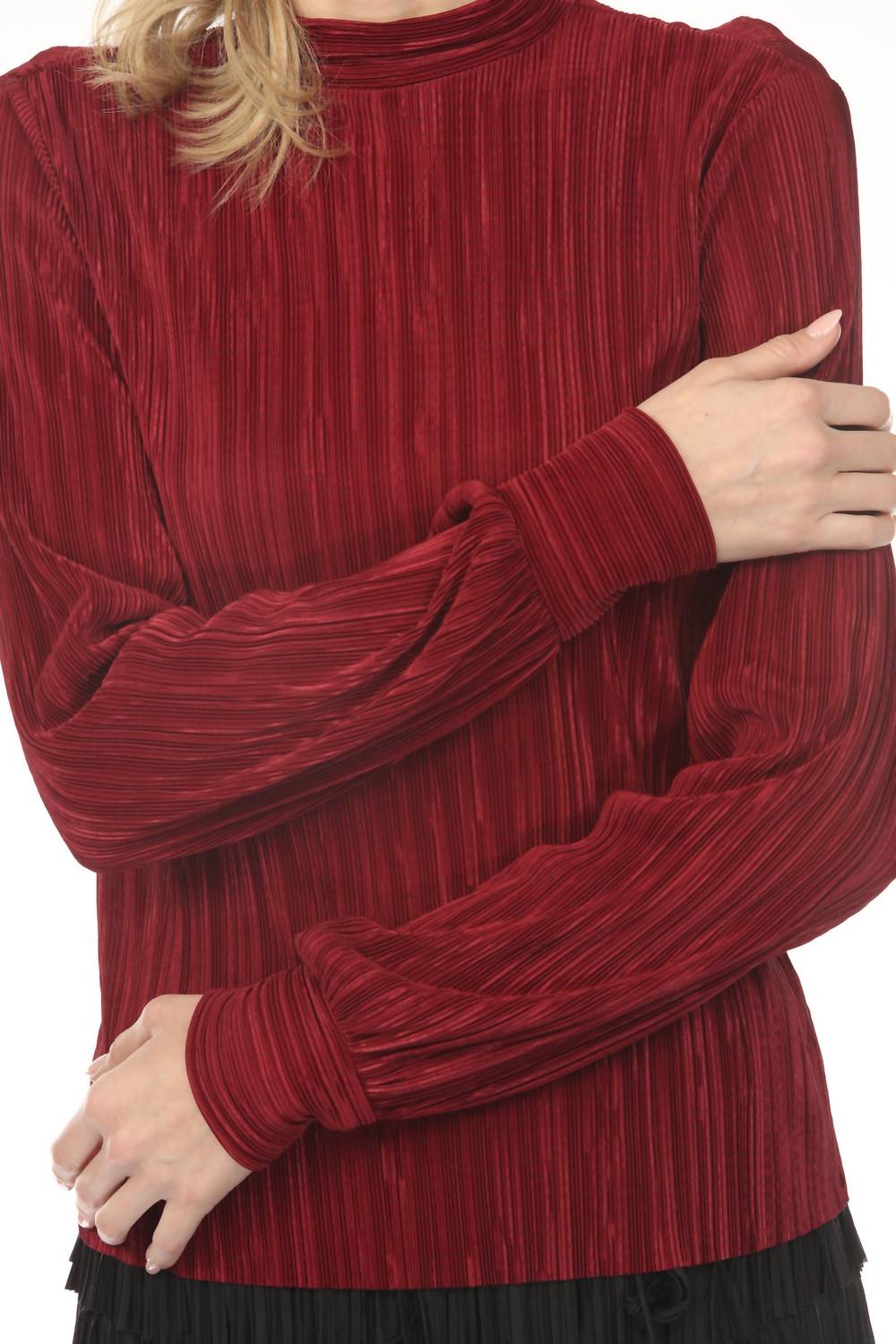 Joseph Ribkoff - Micro Pleated Mock Neck Top
