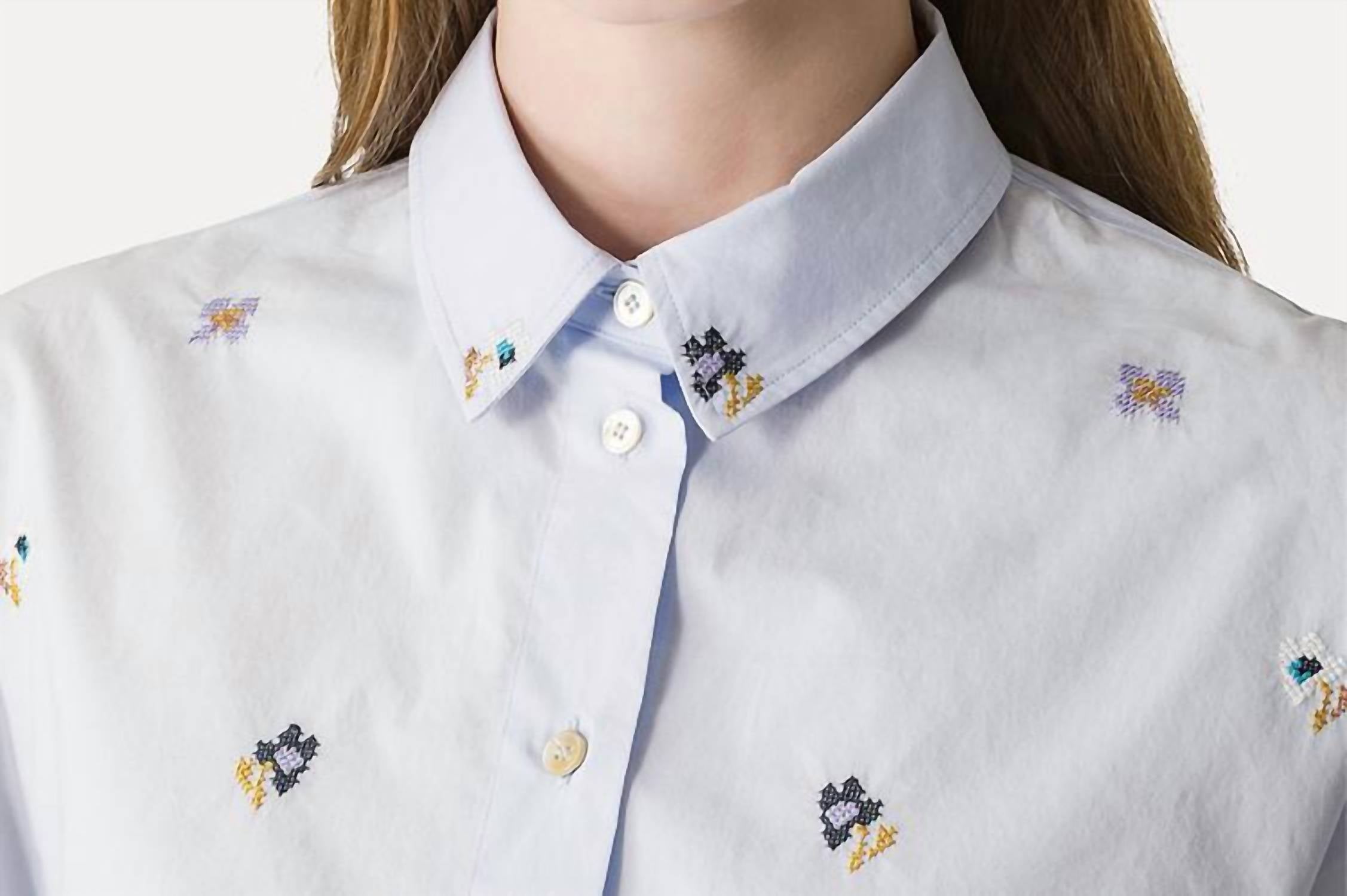 Forte Forte - En Fleur Embroidery Cropped Cotton Poplin Shirt