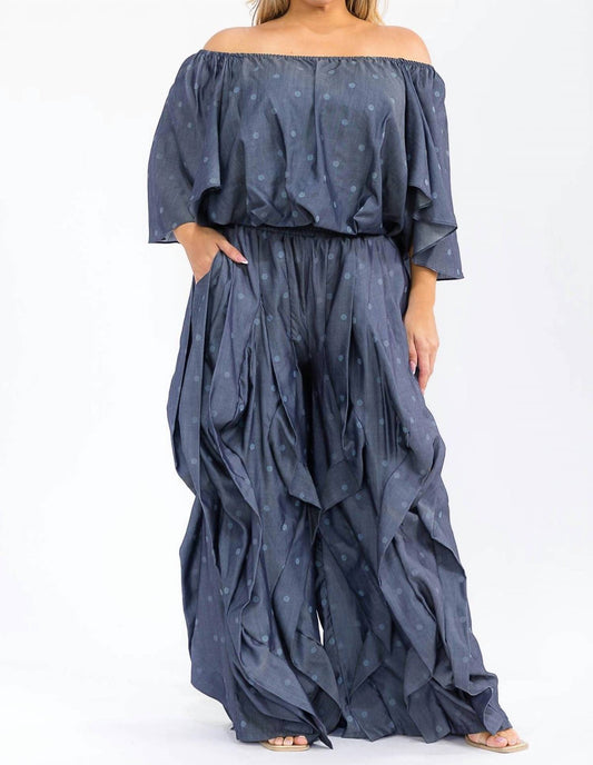 Karen T Design - Off Shoulder Top And Pleated Trouser Set