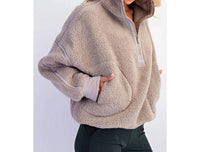 Rae Mode - Sherpa Mock Neck Quarter Zip Jacket