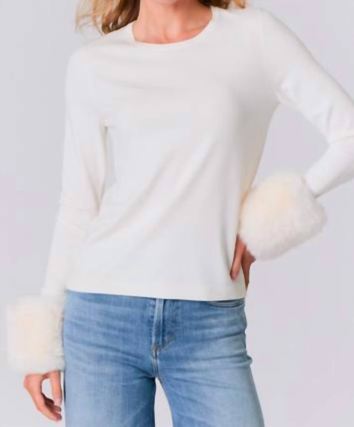 J. Society - Fur Cuffs Crew Sweater
