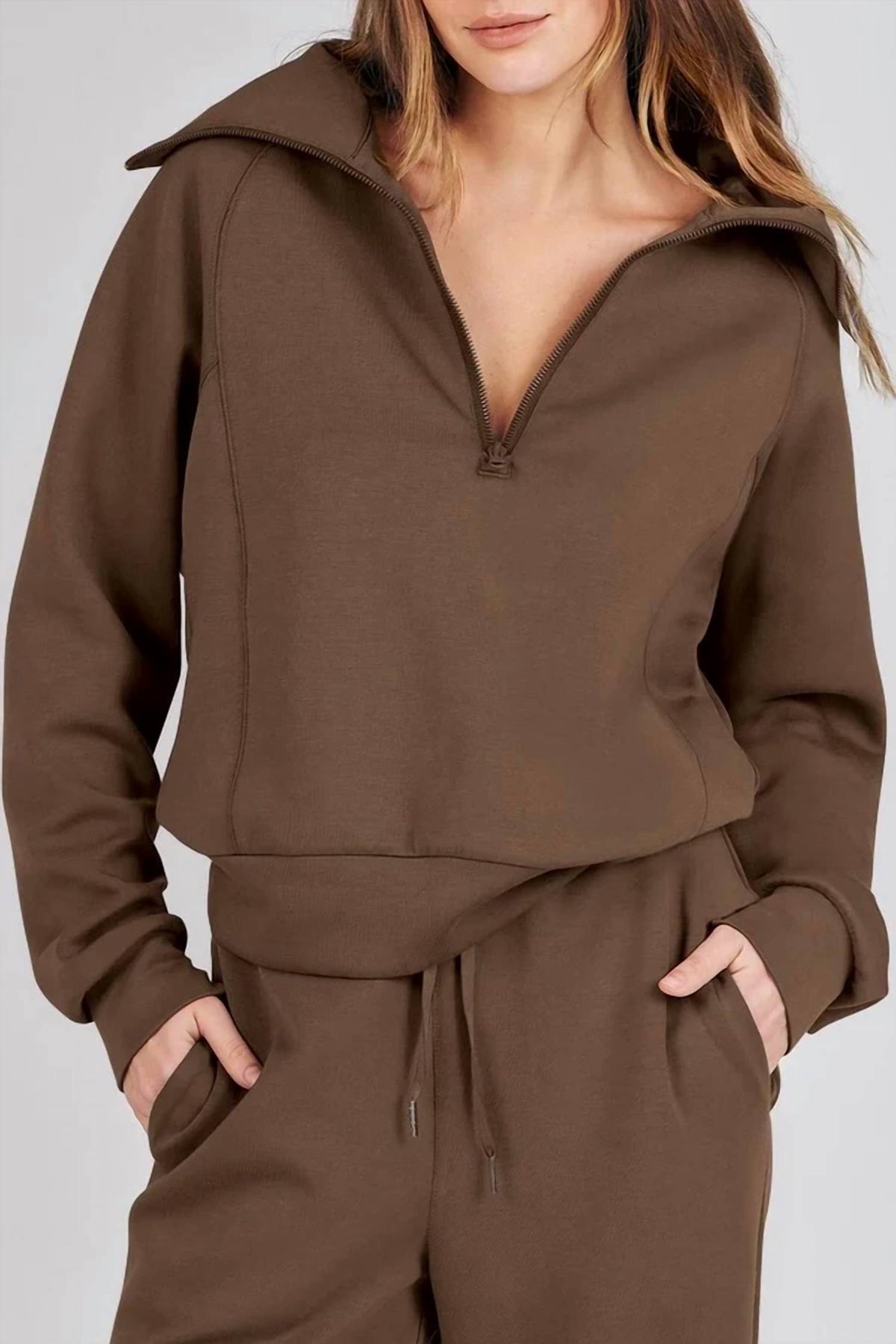 Rosa Clothing - Daily Sweat Long Sleeve Sweatshirt And Wide Leg Relaxed Pants