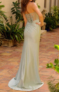 Amelia Couture Strapless Beaded Corset Gown in seafoam - women's dress - alternate view
