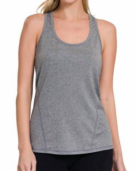 Zenana - Athletic Melange Racer Back Tank Top