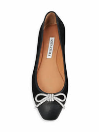 Aquazzura - Women's Parisina Crystal Bow Ballet Flat Shoes
