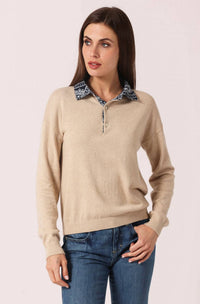 Minnie Rose - Woven Bandana Collar Pullover