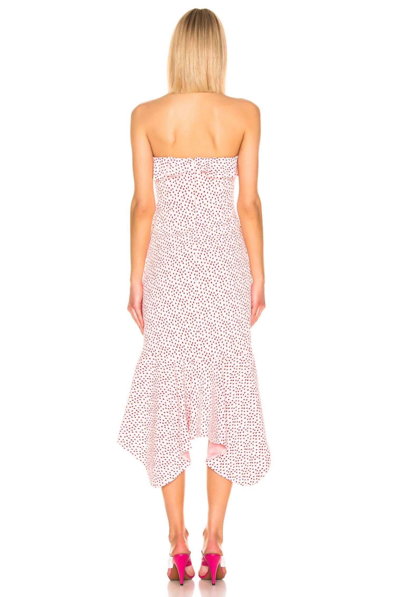 JONATHAN SIMKHAI Speckle Print Asymmetric Ruffle Dress in hibiscus red print - women's dress - alternate view