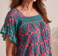Tribal - Peggy Printed Square Neck Blouse