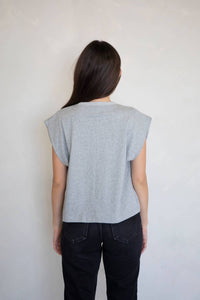 Things Between Tate Muscle Tee in heather grey - women's shirt - detail view