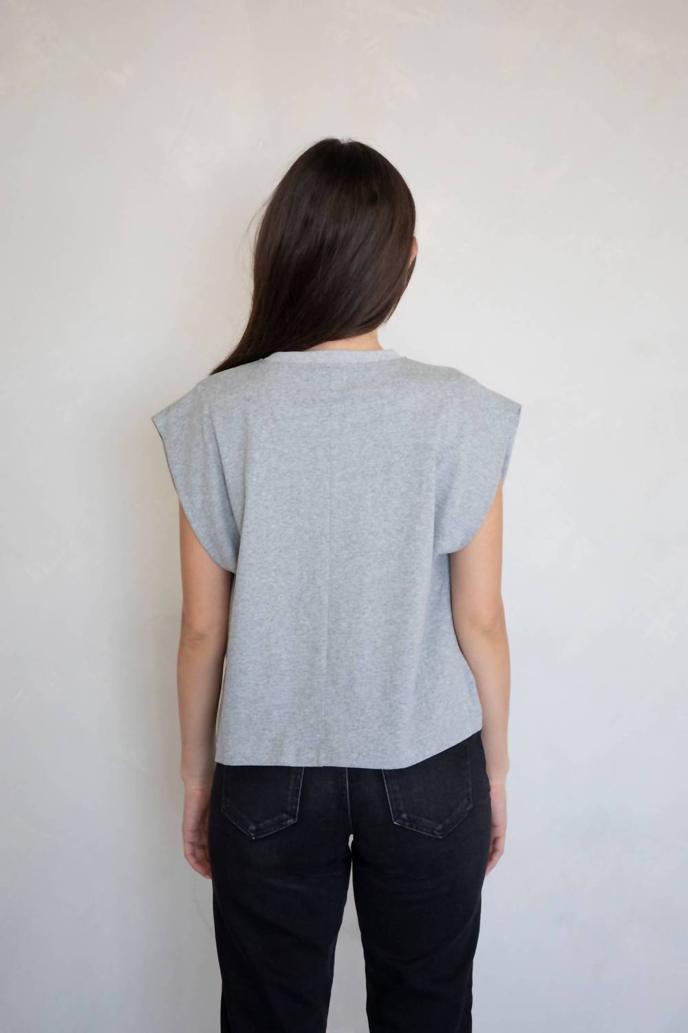 Things Between Tate Muscle Tee in heather grey - women's shirt - detail view