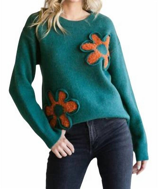 Jodifl - Flower Textured Knit Pullover